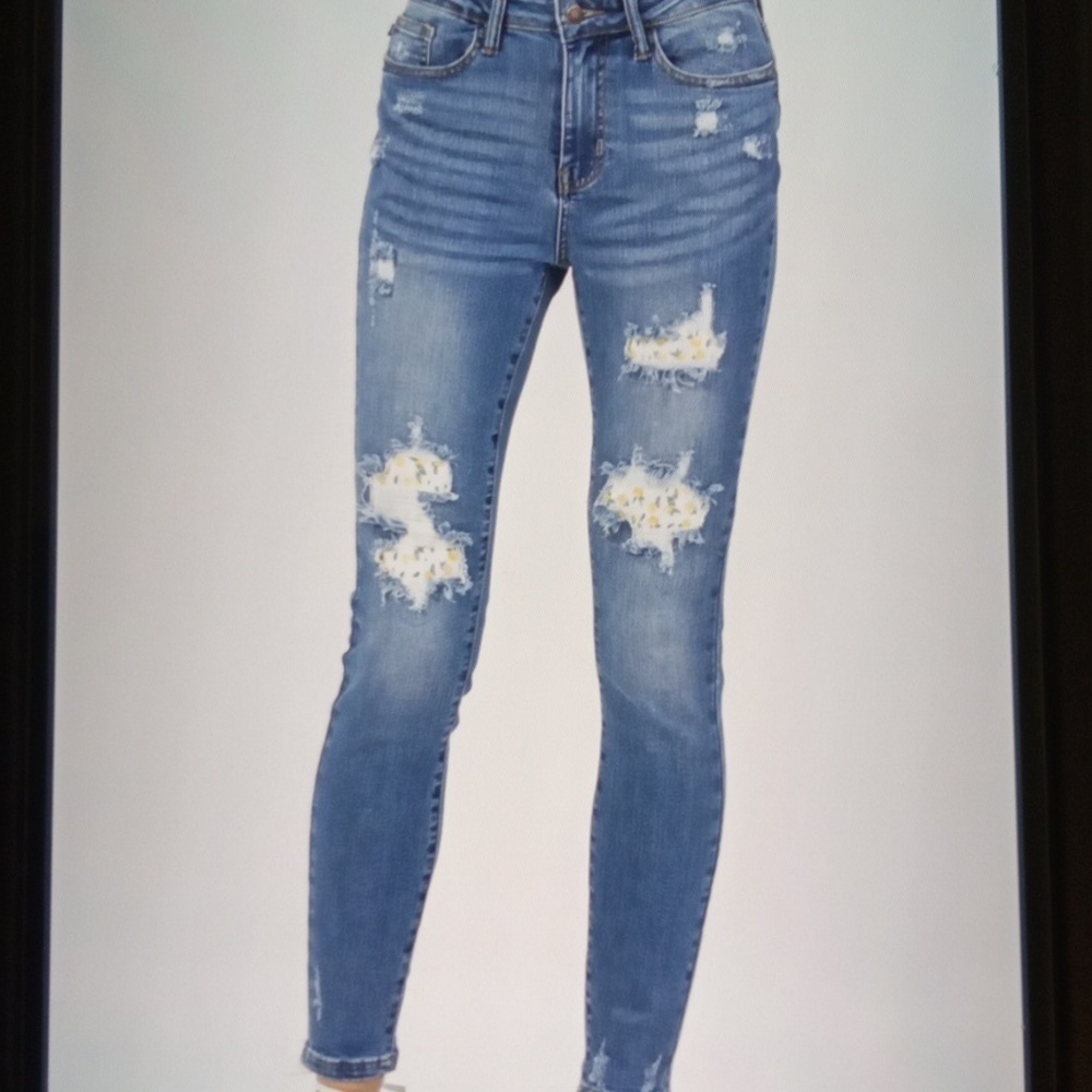 Judy Blue High Waist Skinny Lemon Patch Denium Womens 16w